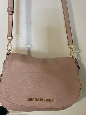 Michael Kors Pink Pebbled Leather Crossbody with Gold Hardware